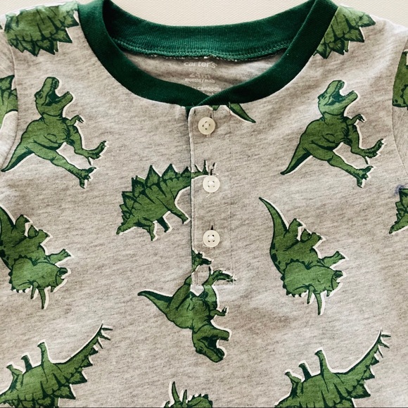 Baby Boy Dinosaur Henley Tee & Chambray Short Set - Picture 2 of 4